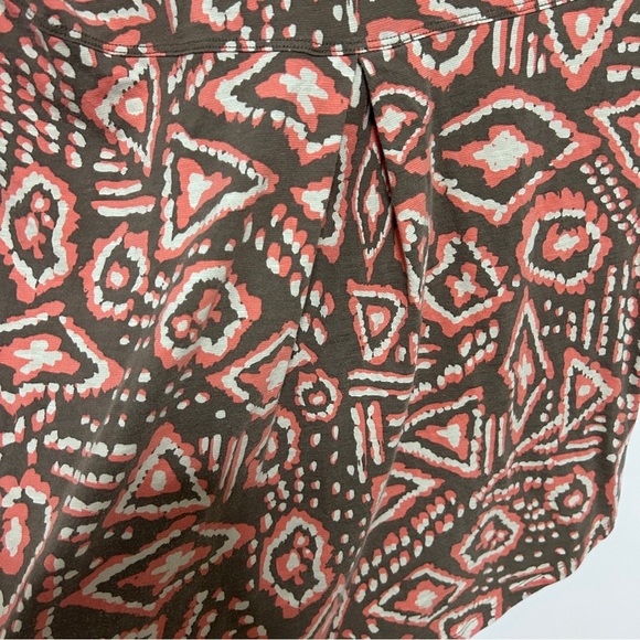 Toad & Co. Tunic Top Women's Medium Coral & Brown 3/4 Sleeves Geometric fall - Picture 4 of 10